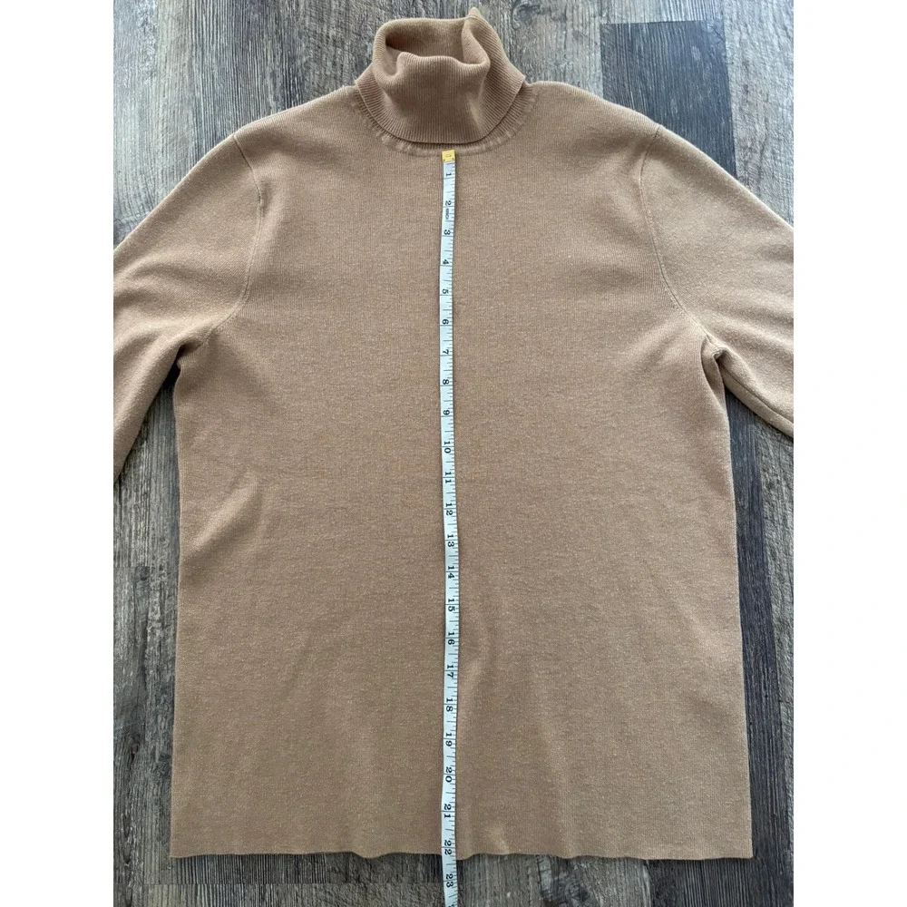 Chicos Camel Tan Turtleneck Sweater Size‎ 2 Large Rayon Blend Knit Pullover Top